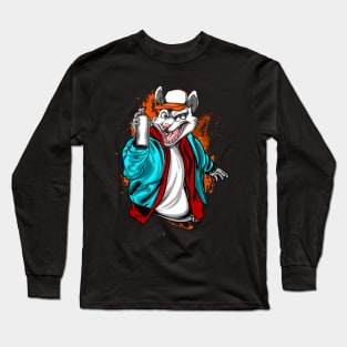 Racoon Bomber illustration Long Sleeve T-Shirt